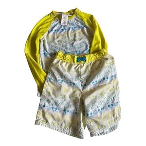 Disney Neon Yellow & Blue Rashguard Swim Set